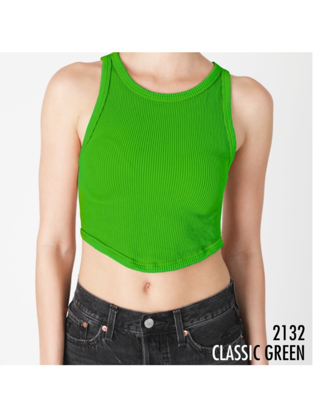 NIKIBIKI Bright Green Curved Hem Crop Top